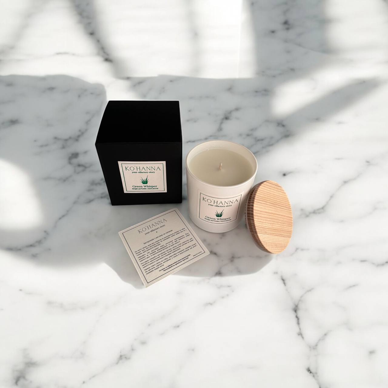 Green Whisper, matte scented candle, 250 ml