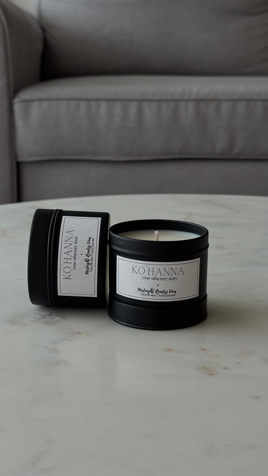 Midnight Rendezvous, tin scented candle