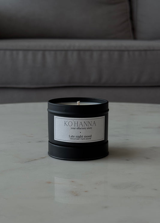 Late night mood, tin scented candle
