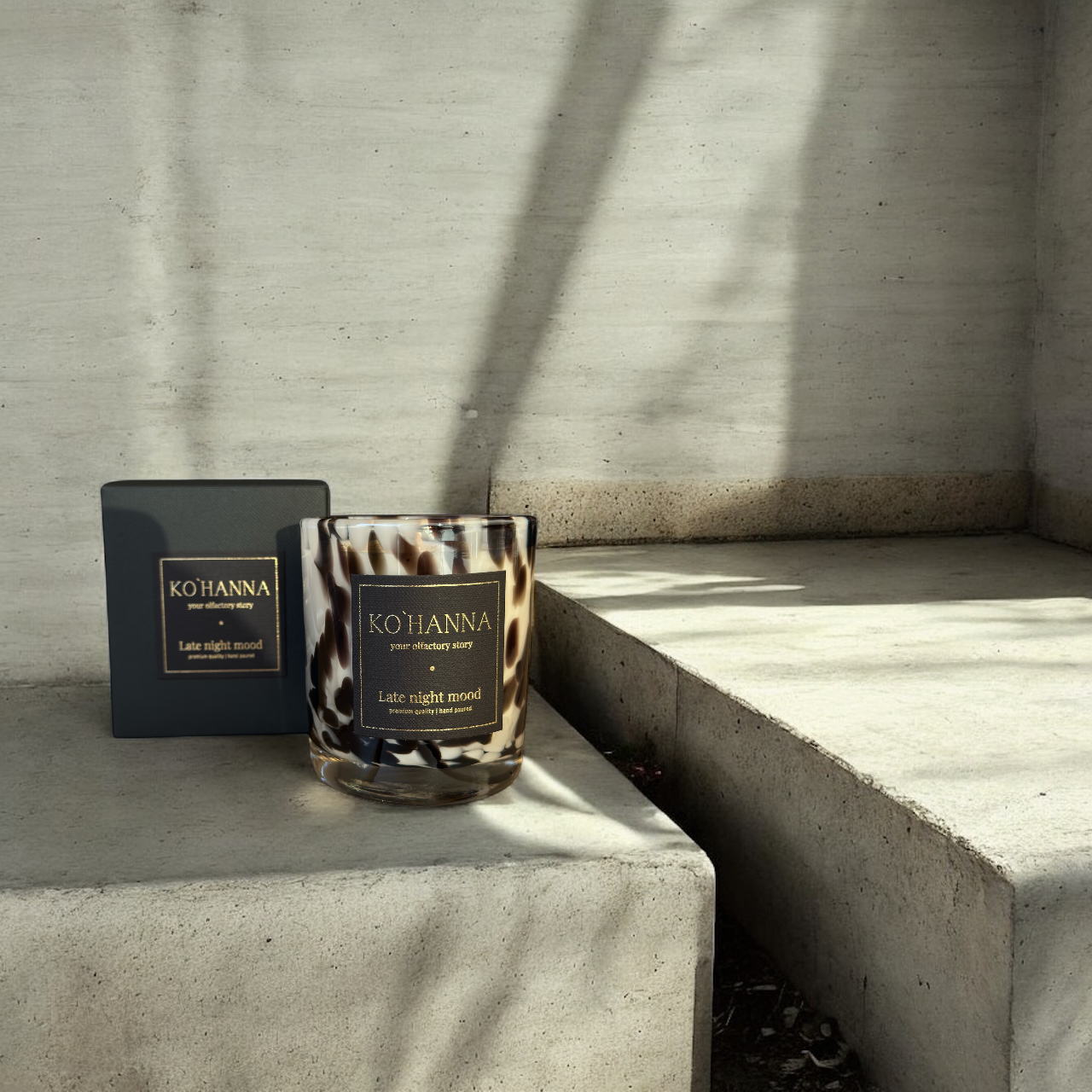 Vela de cristal dálmata hecha a mano, ambiente nocturno, 250 ml